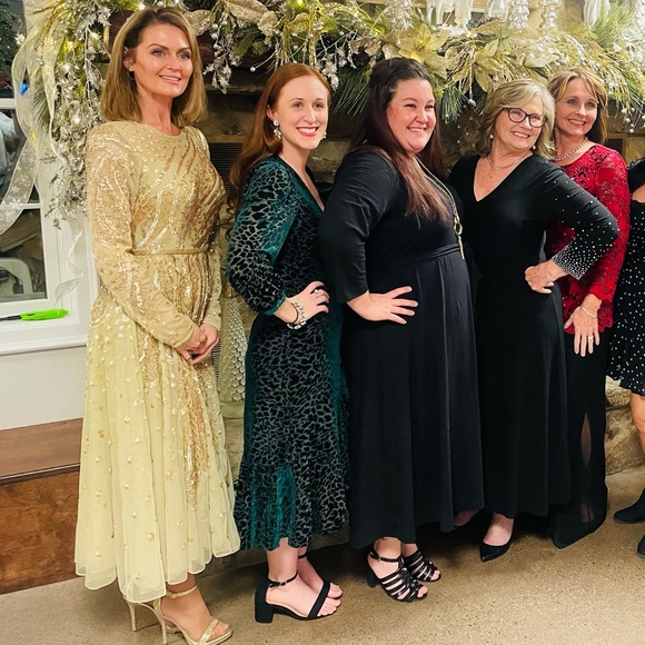 Stunning Dress Embellished Illusion High Neck Long Sleeve Dress
Latte / 2 - Picture 2 of 5